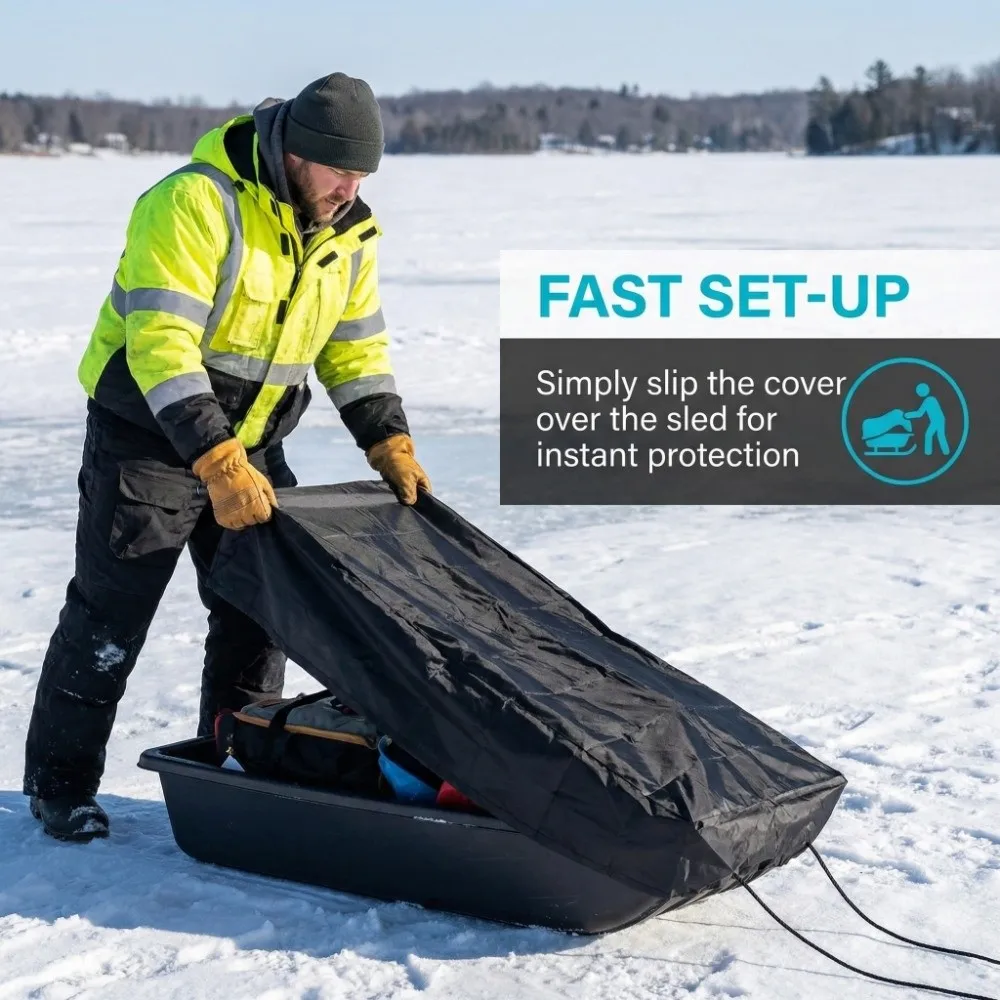 

Waterproof Sled Cover Lightweight Snowproof Snowmobile Protective Cover Custom-fit Foldable Ice Fishing Sled Cover