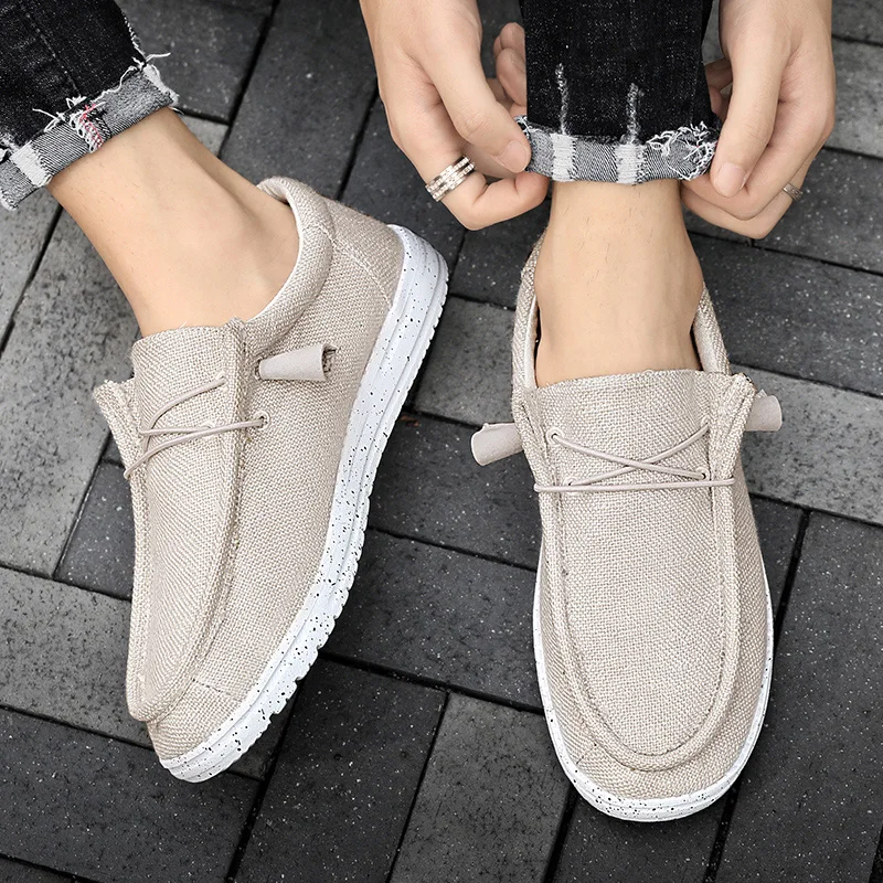

New Fashion Men's Canvas Shoes Breathable Platform Casual Hiking Sneakers Trend Lazy Shoes Outdoor Driving Soft Sole Loafers