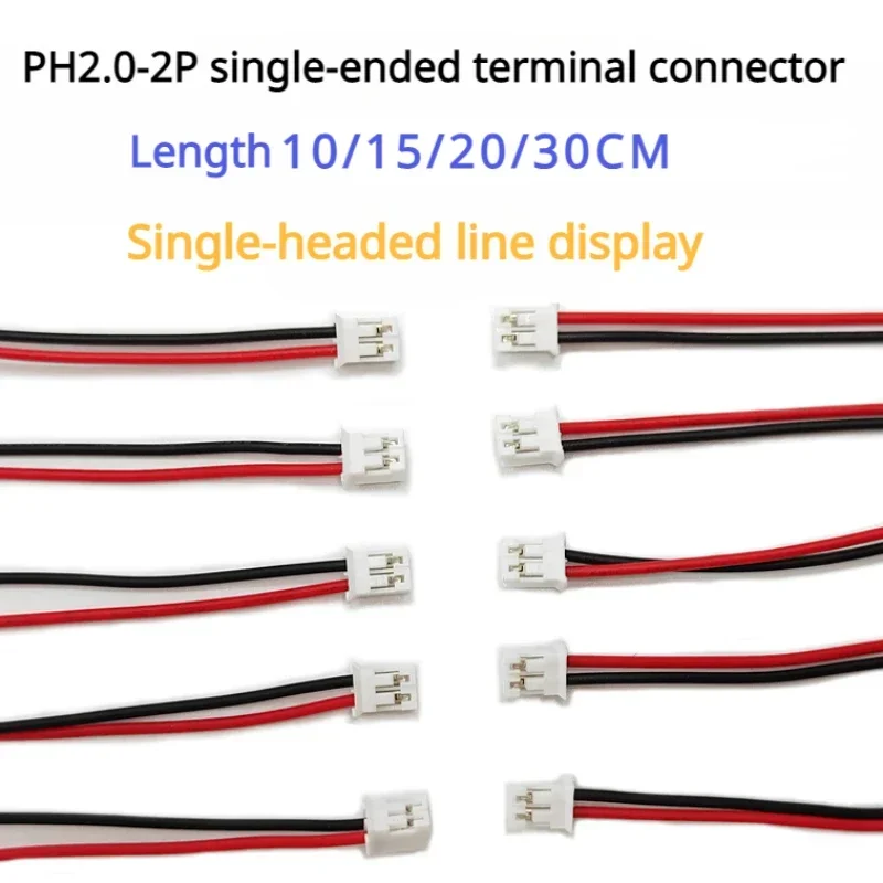 

10/20Pcs/lot PH2.0MM 2P red-black/black-red single-ended terminal line 26/24/22awg 10/15/20cm/30cm electronic connection cable