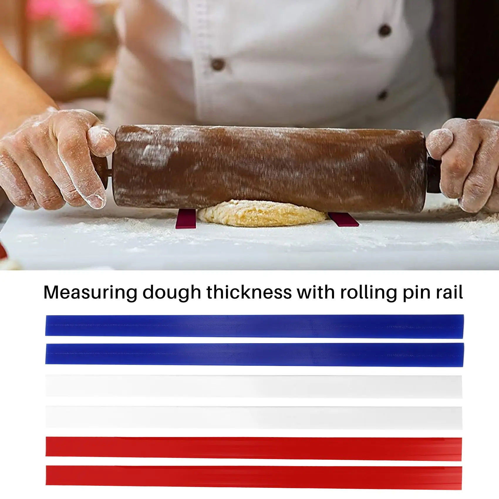 A21I-Silicone Measuring Dough Thickness Strips 18Inch,Rolling Pin Guides Set,Spacers Sticks For Baking,Pizza,Pastry,3 Size