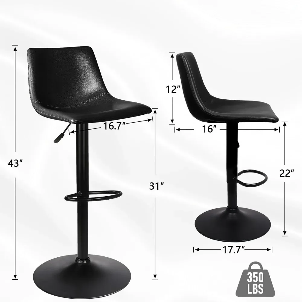 Stools Set of 4 Swivel Bar Chairs, Barstools Counter Height with High Backrest,Adjustable Faux Leather Upholstered Bar Stool