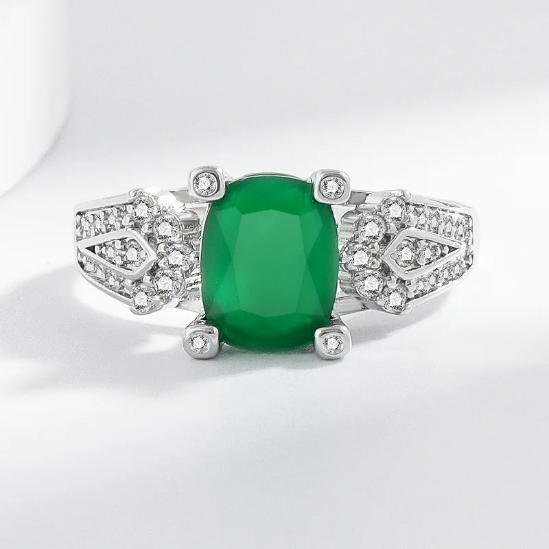 

Кольцо из стерлингового серебра 925 пробы с классическим темпераментом и зеленым цирконом и бриллиантом, подарок на день рождения, годовщину, свадьбу