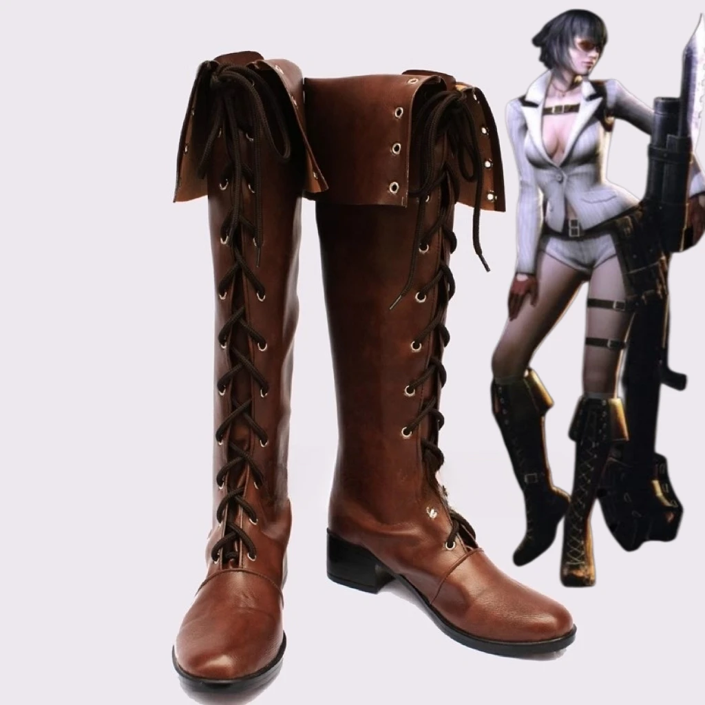 

Cry DMC 4, костюм Леди Мэри для косплея, туфли ручной работы из искусственной кожи, коричневые сапоги