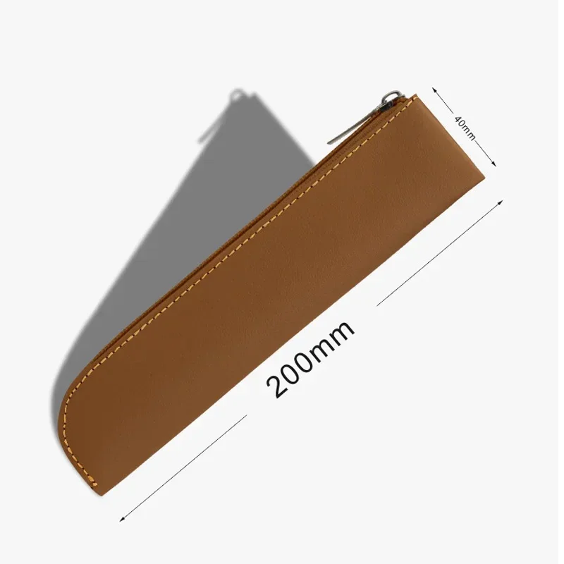 Simple Zipper Pen Case PU Leather Pencil Bag Portable Pen Sleeve Storage Pouch Korean Stationery School Office Supplies