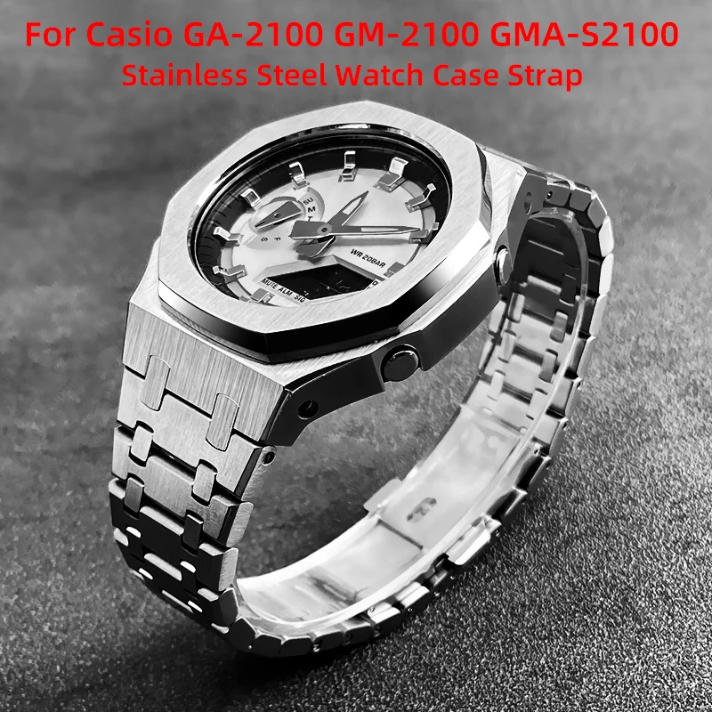

GA2100 Modification Kit Solid Stainless Steel Watch Case Strap For Casio G-SHOCK GA-2100 GMA-S2100 GM-2100 men Metal Wrist Band