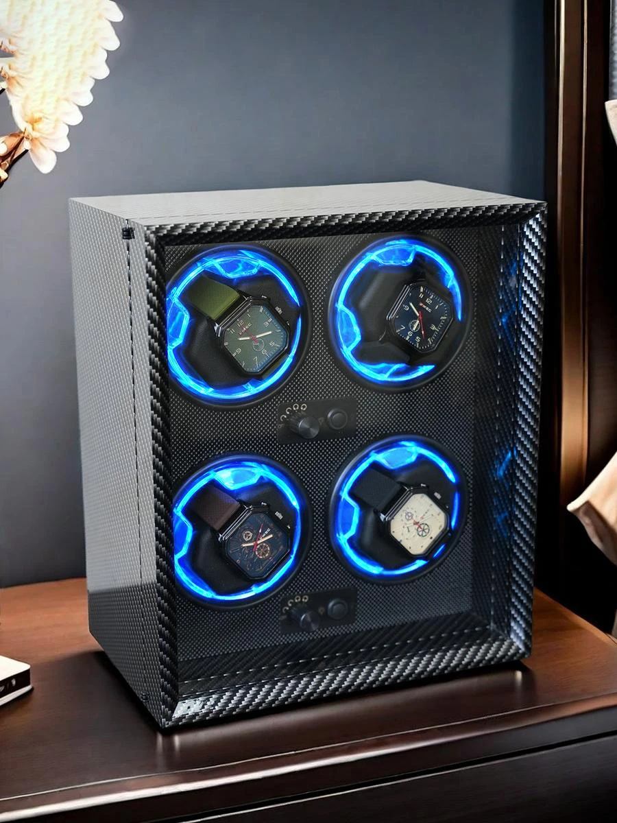 

Устройство для намотки часов с автоматическим заводом, коробка для часов с 1/2/4 слотами, модель S1, цвет углеродного волокна