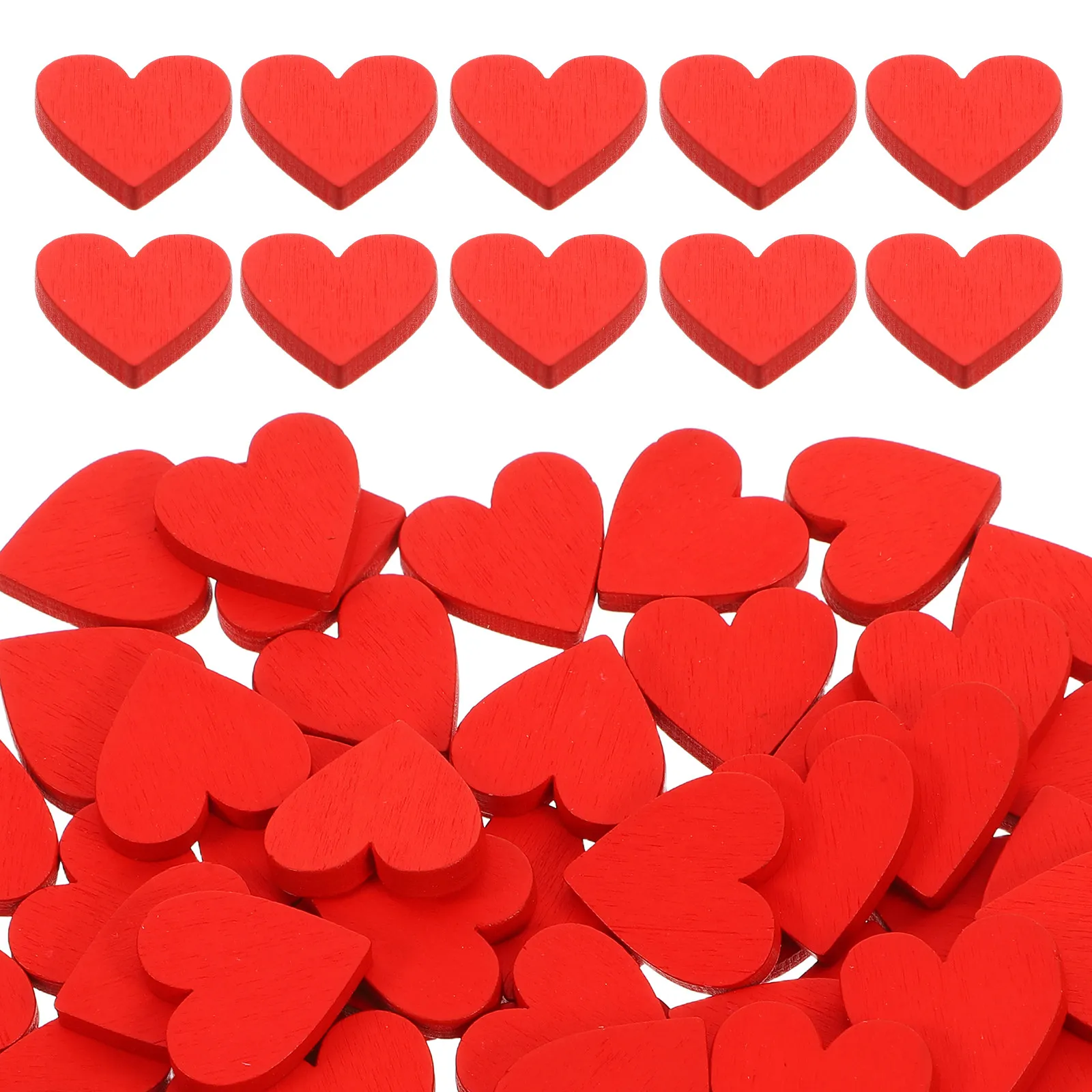 200pcs Valentine's Day Wooden Heart Cutouts Wood Craft Wood Pieces Red Heart Ornaments For Wedding Table Decoration xt1408-fro
