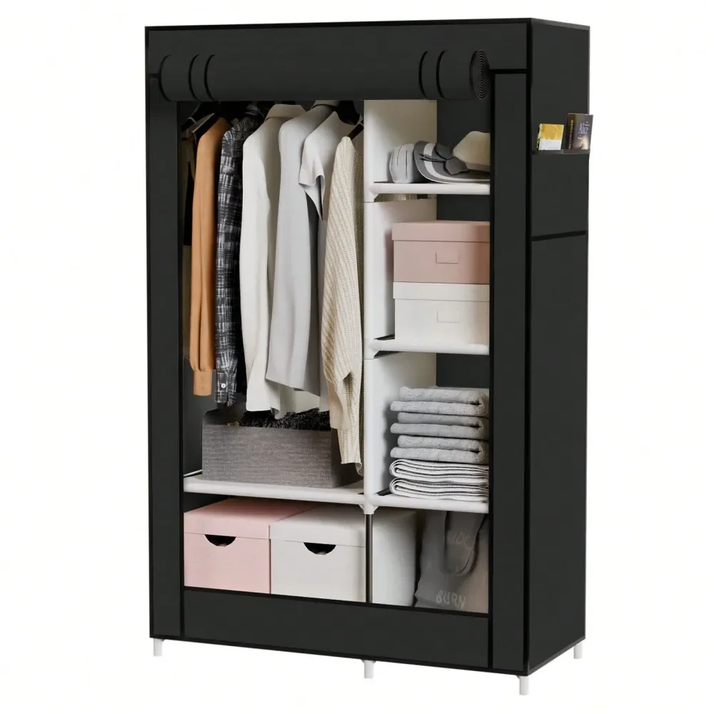 

Closet, Clothes Storage Organizer With 6 Shelves, Clothes Hanging Rail, NonWoven Fabric Closet, Clothing Racks For Hanging Clot