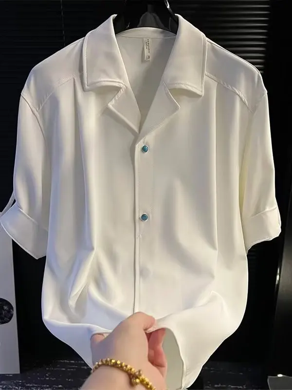 

New Advanced Ice Silk Cuban Collar ort Sve Men's irt Spring Summer Loose Breathable Button Casual irt Comfortable Fit