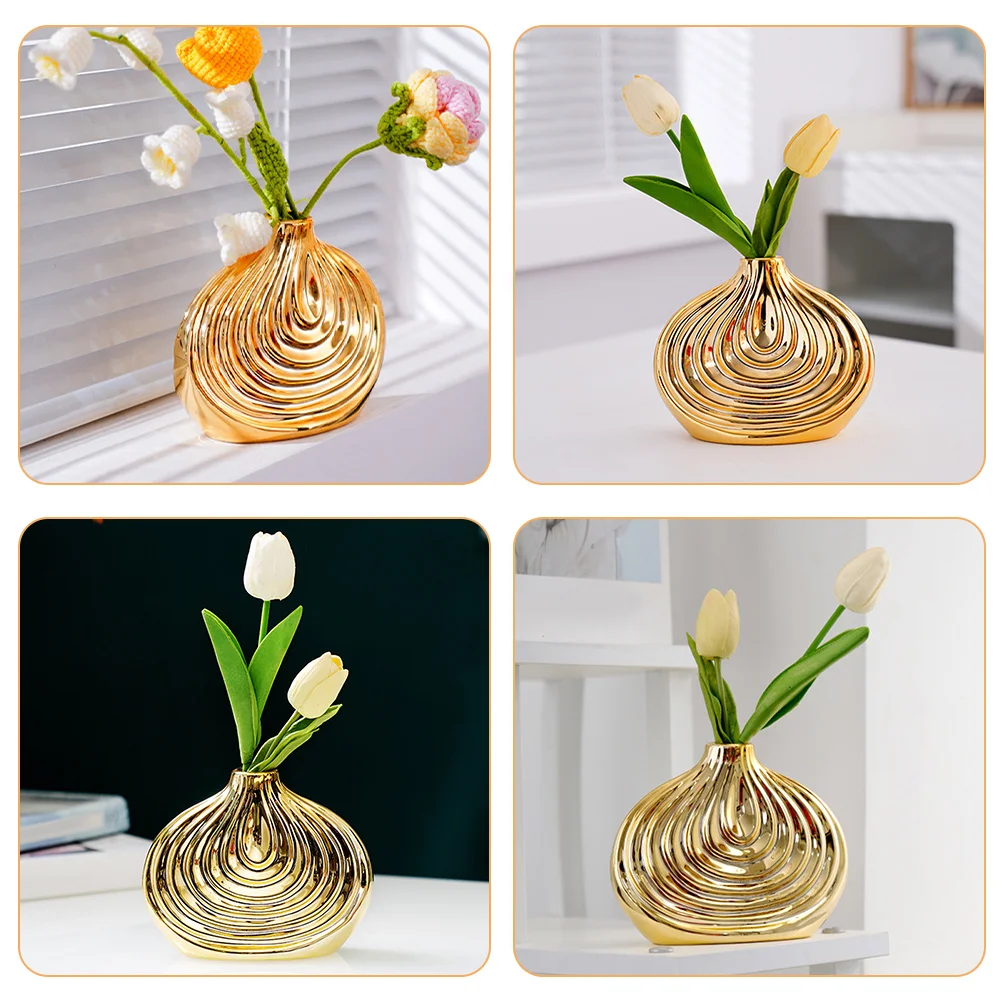 

Striped Ceramic Vase Modern Simple Style Decorative Flower Arrangement Holder Artistic Creative Floral Vase for Home Decor