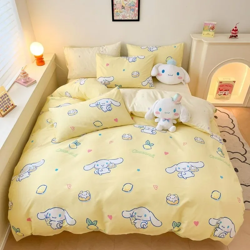 Sanrio Cinnamoroll pure cotton children's student dormitory three-piece set girly heart bedding cartoon cute four-piece set