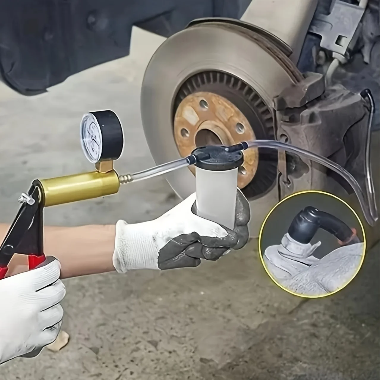 Manuelle Vakuum Druckpumpe Bremsflüssigkeit Ablauf Kit Vakuum Pistole Pumpe Tester Kit Tragbare Langlebig Aluminium Vakuum Gauge