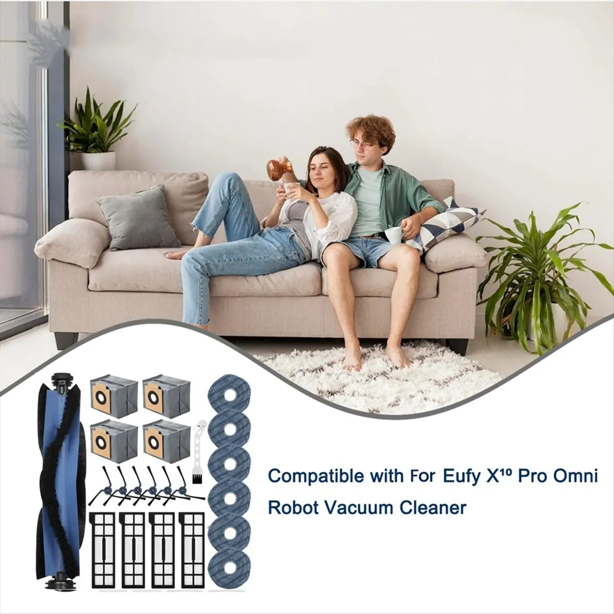

ABBR для пылесоса Eufy X10 Pro Omni, основная боковая щетка, фильтры Hepa, швабра, тканевые мешки для пыли, аксессуары