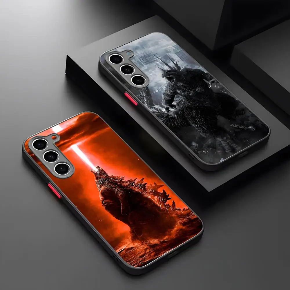 MINISO-G-Godzilla Phone Case Matte Transparent For Samsung S25Plus S21fe S22 FE S23 Ultra S24 Plus S25 Luxury Back Cover