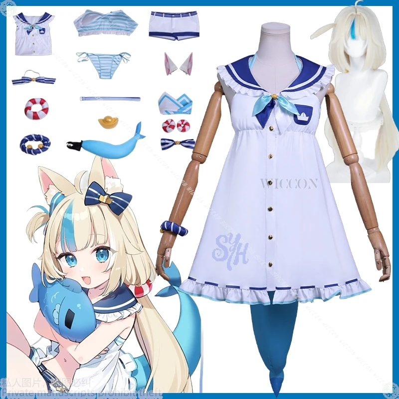 

[MoeMimic] New Vtuber Samekosaba Costume Kawaii Blue Sailor Suit JK Lovely Tail Bikini Halloween Anime Youtuber Gura Cosplay