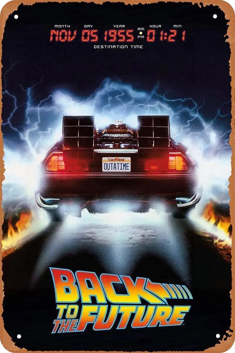Letrero Metálico Retro - Póster de la Película Regreso al Futuro, Decoración de Pared para el Hogar, Bar, Pub, Cafetería y Cuarto de Hombre, Placa Vintage Divertida