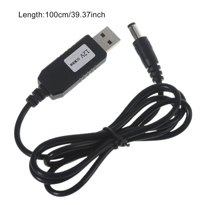 QC3.0 USB to 12V 1.5A 18W 5.5x2.5mm Step Up Line Converter Cable for WiFi Router Modem Table Lamp Speaker Fan 100CM 24BB