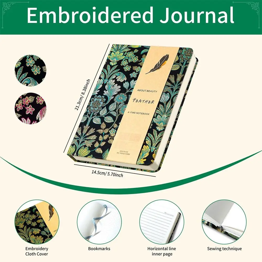 High Quality A5 Notebook Embroidery Butterfly 4-in-1 Inner Pages Junk Journal Hard Cover Planner Students