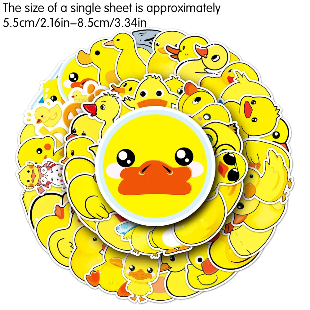 Random Style Yellow Duck Cartoon Stickers Waterproof Anti-fade Decals DIY Decor for Phone Luggage Scooter Daily Use