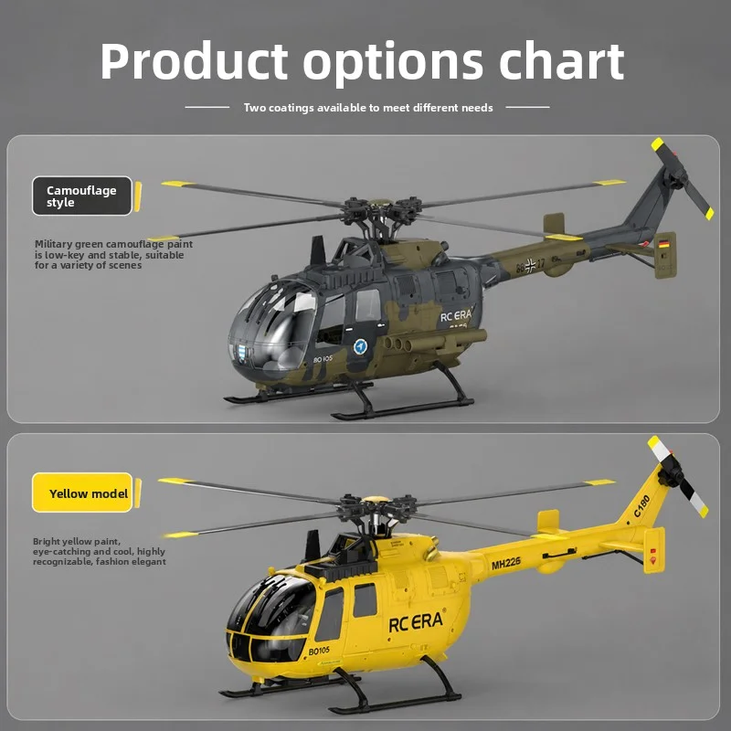 2026 Rc ERA C180 Bo105 Rc Helicopter Six Channel Single Propeller No Aileron Intelligent Positioning Stunt Scale Model Brushless