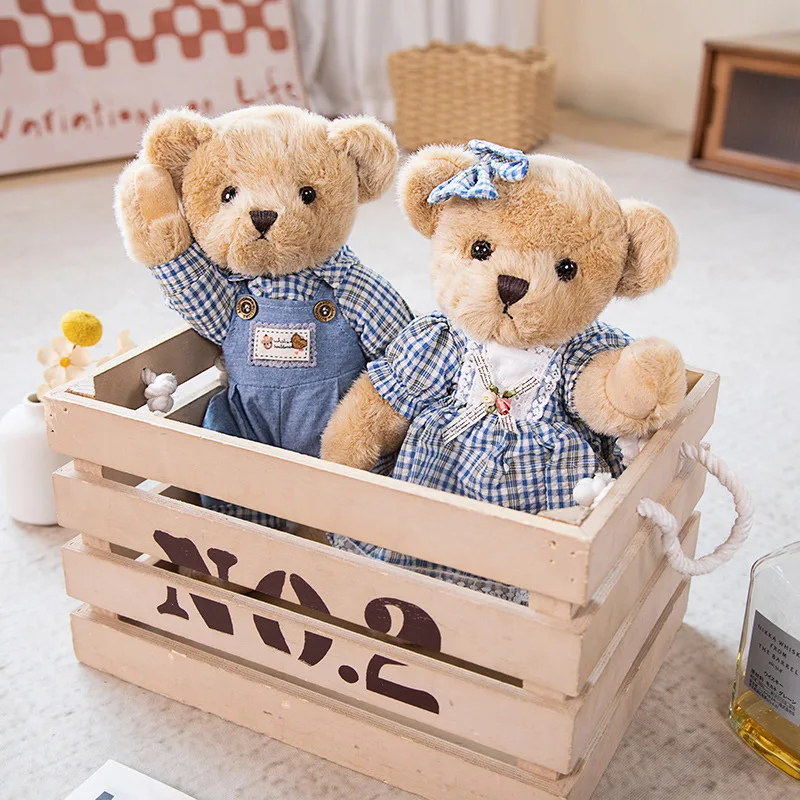 35cm Creative Arm Mobility Couple Little Bear Plush Toys Cute Stuffed Animals Bears Plushies Soft Kids Dolls Couple Wedding Gift