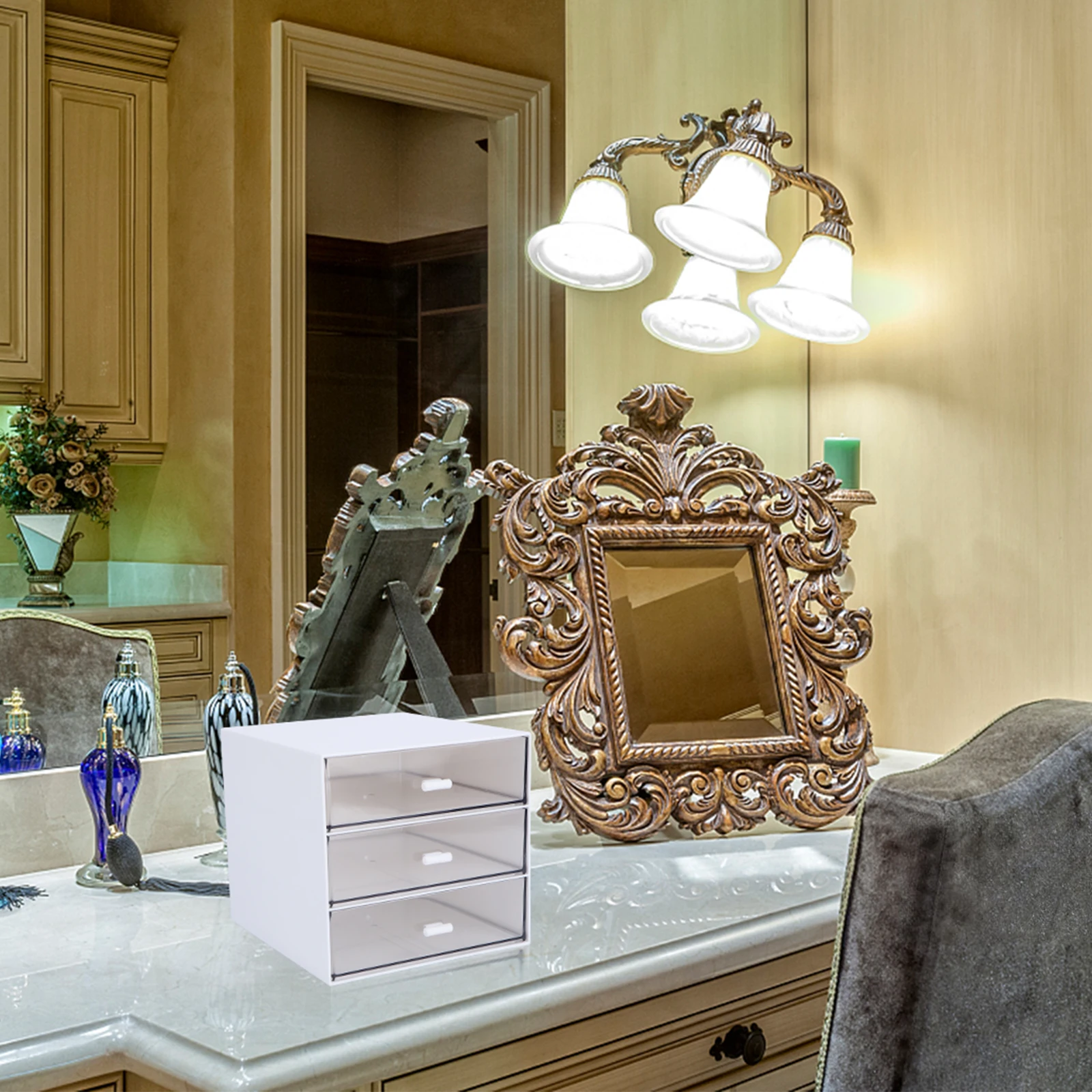 Kotak Rias Laci Kontainer Desktop Rak Kosmetik Pp Putih Multifungsi Siswa