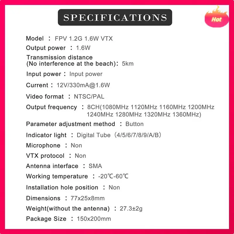 

FPV 1.2G 1.3G 1.6W VTX Transmitter+12CH Receiver VRX Kit Spare Parts 8CH 0.1Mw/25Mw/800Mw/1600Mw VTX For Long Range FPV Drone