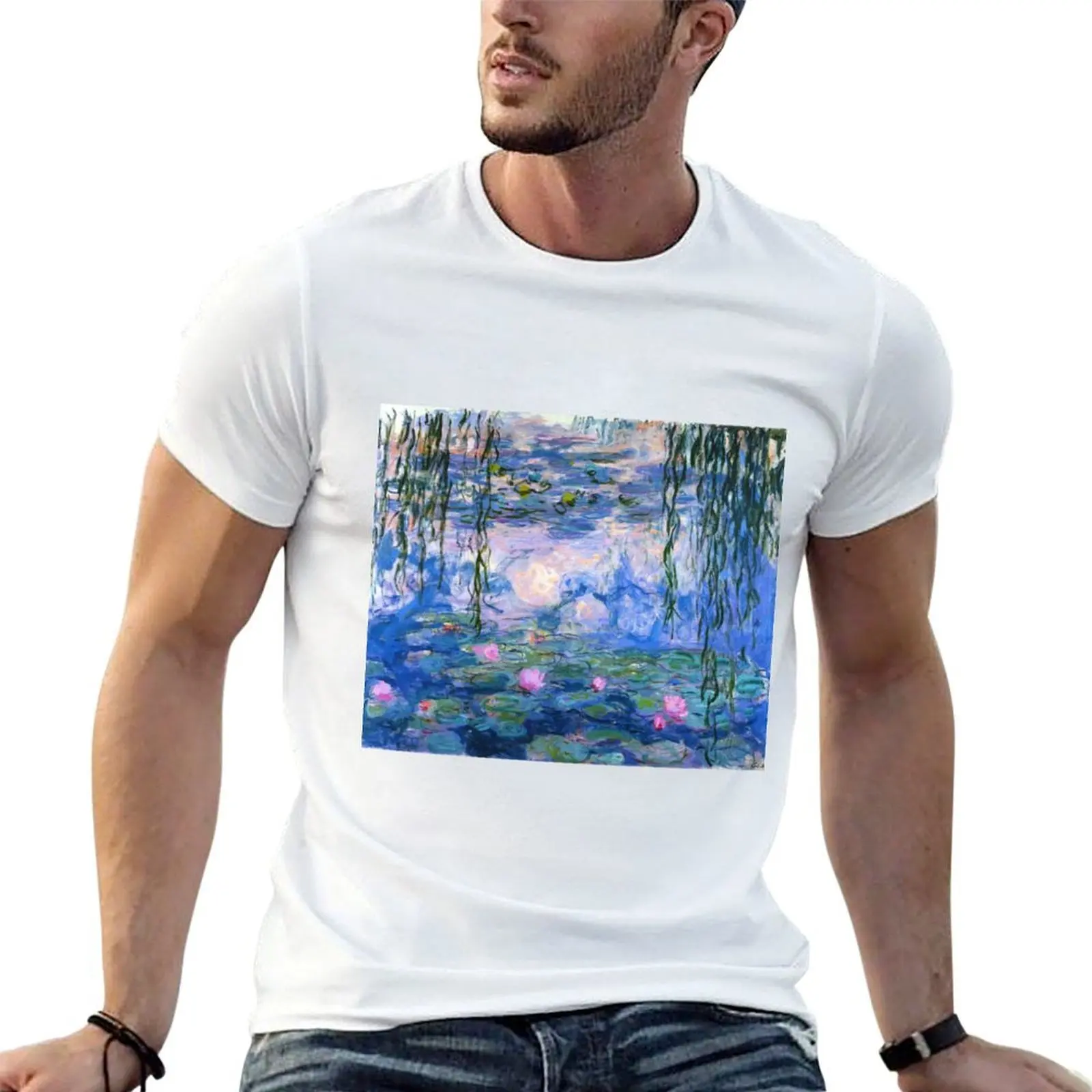 

for Water Monet man shirt shirt t Lilies shirt t man man plain casual T-Shirt t