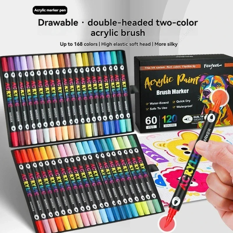 48/60/84Pcs Dual-Tip Acrylic Paint Markers,Quick Dry Permanent for Rock,Fabric,Glass,Ceramic,DIY,Drawing Painting Art Supplies