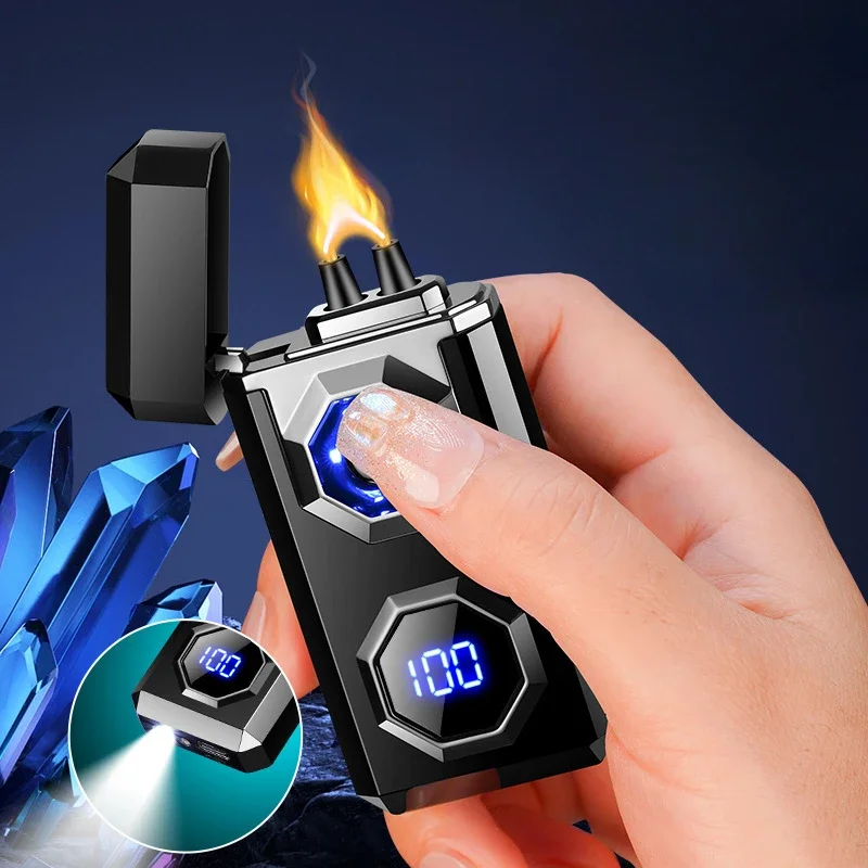 New High-power Arc Lighter Outdoor Bright Light Large Capacity Battery Power Display Type-C Rechargeable Lighter Men\'s Gift