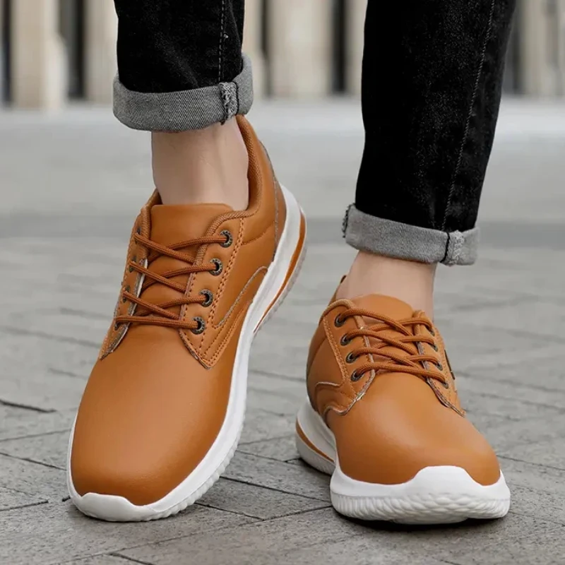 Men's Leather Casual Shoes Autumn New British Casual Leather Shoes Men's Shoes Retro Casual Shoes Leather Running Shoes