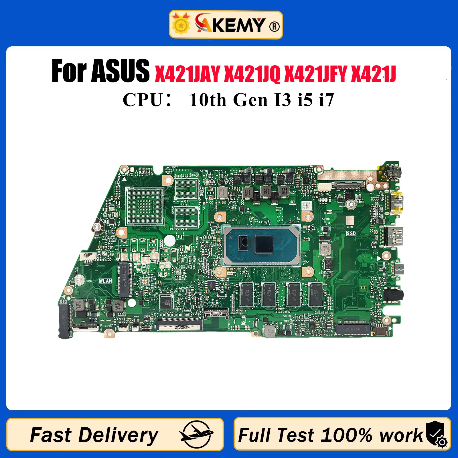 

X421JA Материнская плата для ноутбука ASUS X421J X413J I421J R421J S433J X421JAY X421JQ X421JFY X421JP Материнская плата с 10-го поколения I3 i5 i7