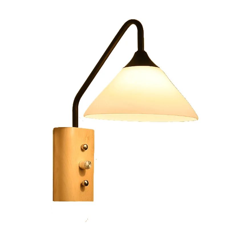 

Reading Bedroom Head Single-end Wood Lamp Hotel Room Switch study Wooden Wall Lamp