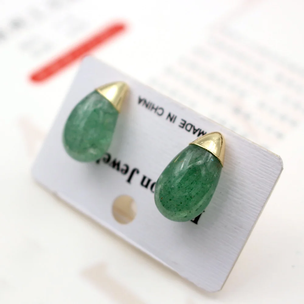 3 Pares de Pendientes de Fiesta para Mujer, Modernos, con Piedras Verdes y Rosas, Pulidos, Lisos, en Forma de Lágrima y Gota de Agua