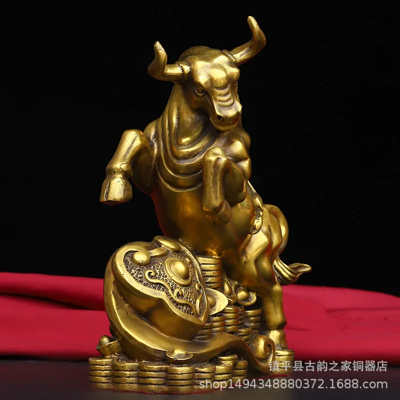 Brass Ox Ornament Pure Copper Ruyi Yuanbao Ox Zodiac Ox Office Living Room Shop Desktop Craft Decoration