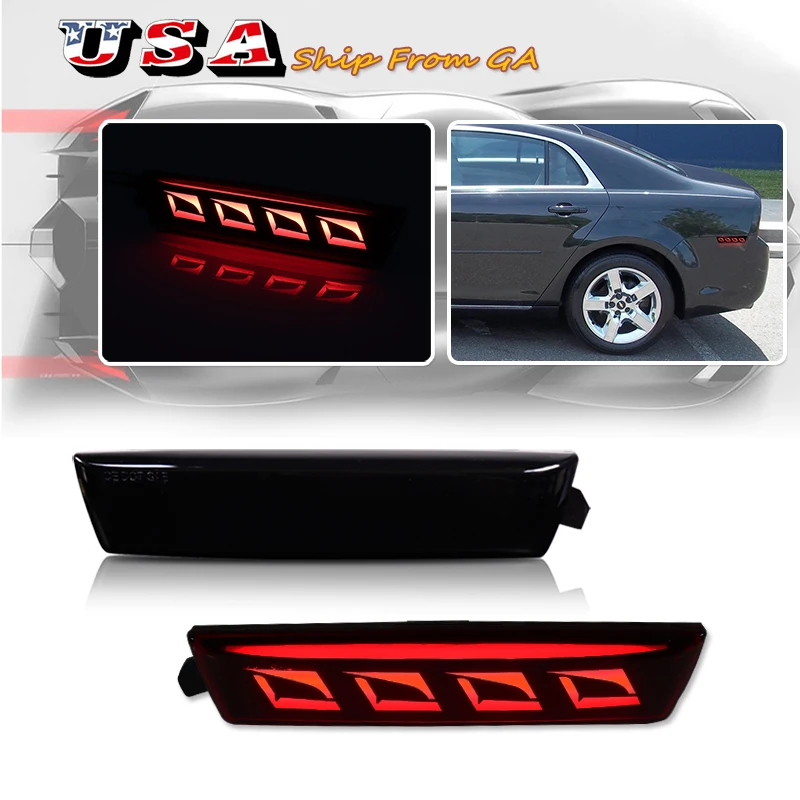2pcs Rear Red Full LED Side Marker Lights Reflector Lamps For 2008-2012 Chevrolet Malibu Parking Lamp/DRL