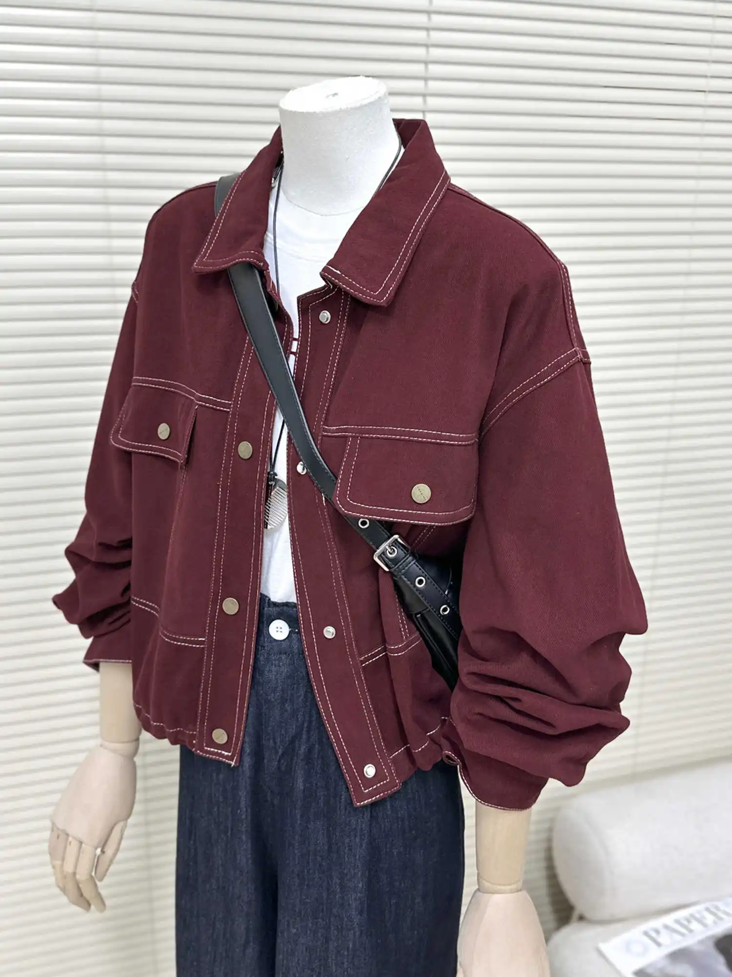 

Women's Pink Denim Jacket Harajuku Long Sleeve Patchwork Jean Jacket Outerwear Korean Y2k Vintage Streetwear Denim Coat Top 2025