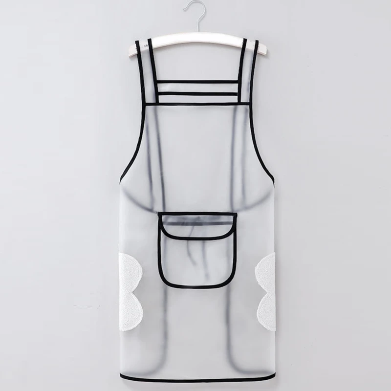 Kitchen Apron Waterproof Transparent Ladies Men Home Aprons Wipeable Oil Resistant Baking Accessories BBQ Restaurant Cafe Aprons