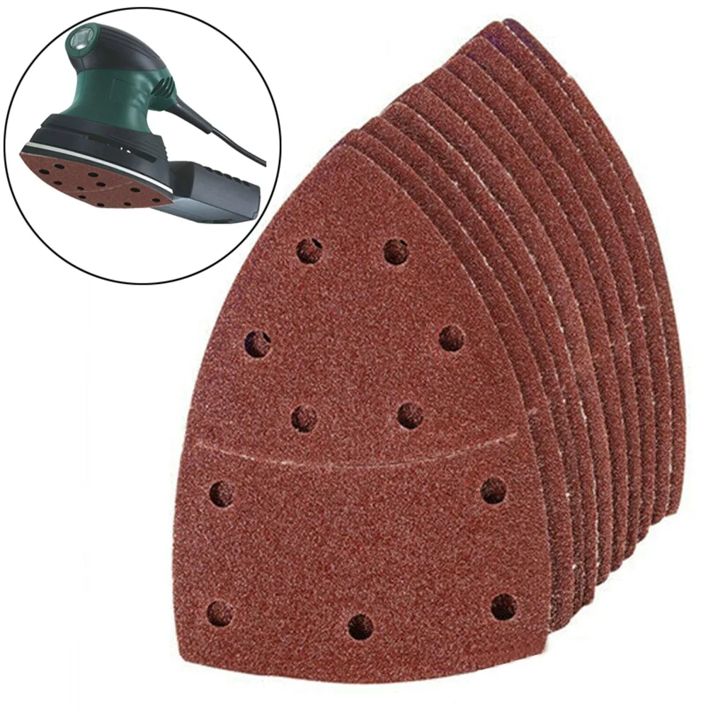 10Pcs 60 80 120 Grits Mouse Sanding Sheets Detail Palm Sander Abrasive Paper Triangle Sandpaper Pads Home Orbital Sander Tools