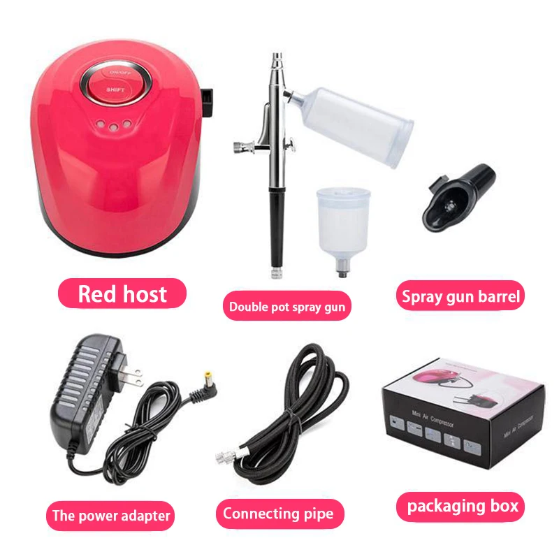 ネイルタトゥーとDIYクラフト用の0.3mmノズルとデュアルアクション付きモデルペイントエアブラシキットポータブルナノウォータースプレーガン