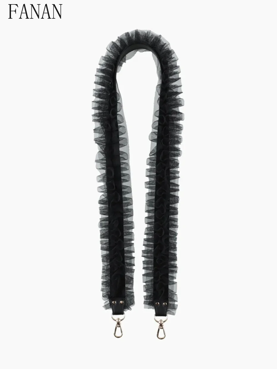 حقيبة نسائية بحزام على الطراز الياباني، حقائب جلدية من الدانتيل الشبكي الحلو، ملحقات حزام الكتف عبر الجسم للفتيات #5