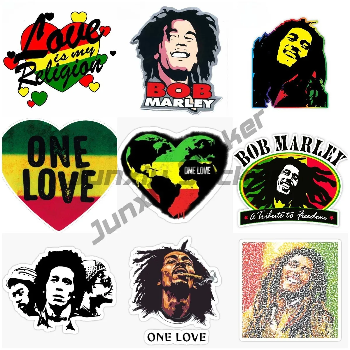 Jamaican One Love Regulasta Fari Bob Marley Sticker Vinyl Self Adhesive Flower Suitable for Any Smooth Flat Decal