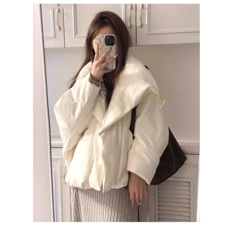 Women Winter New Loose Comfortable Sweet Zipper Pocket Casual Leisure Collar Fashion  Short Oceans Niche Design Sense Little Man