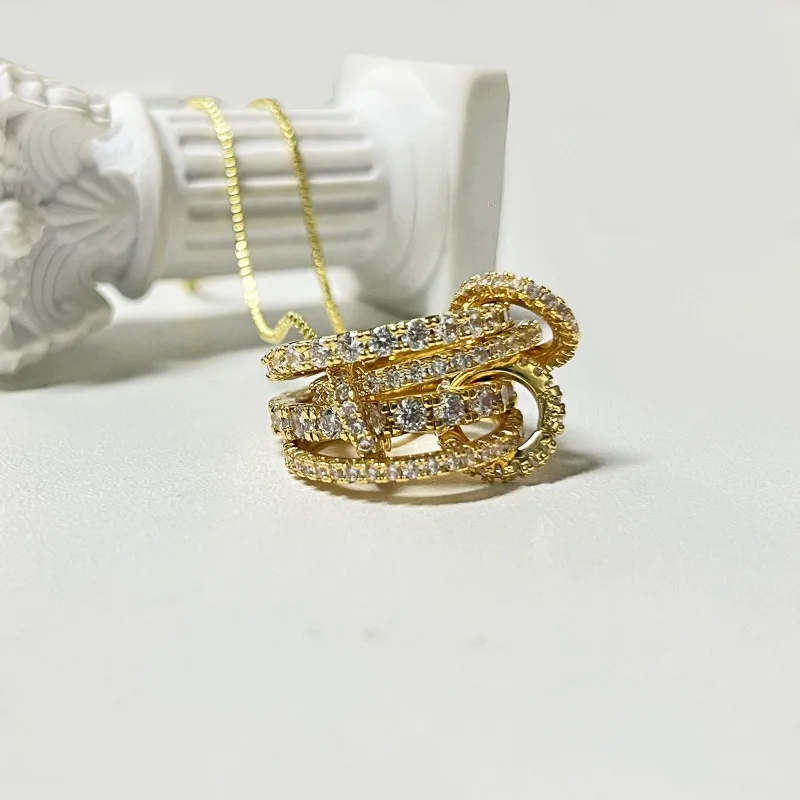 Original Design 4 Layer Stackable Rings Full Zircon Gold Silver Vintage Couple Ring Necklace Fashion Jewelry Retro 2025 Loves Fr
