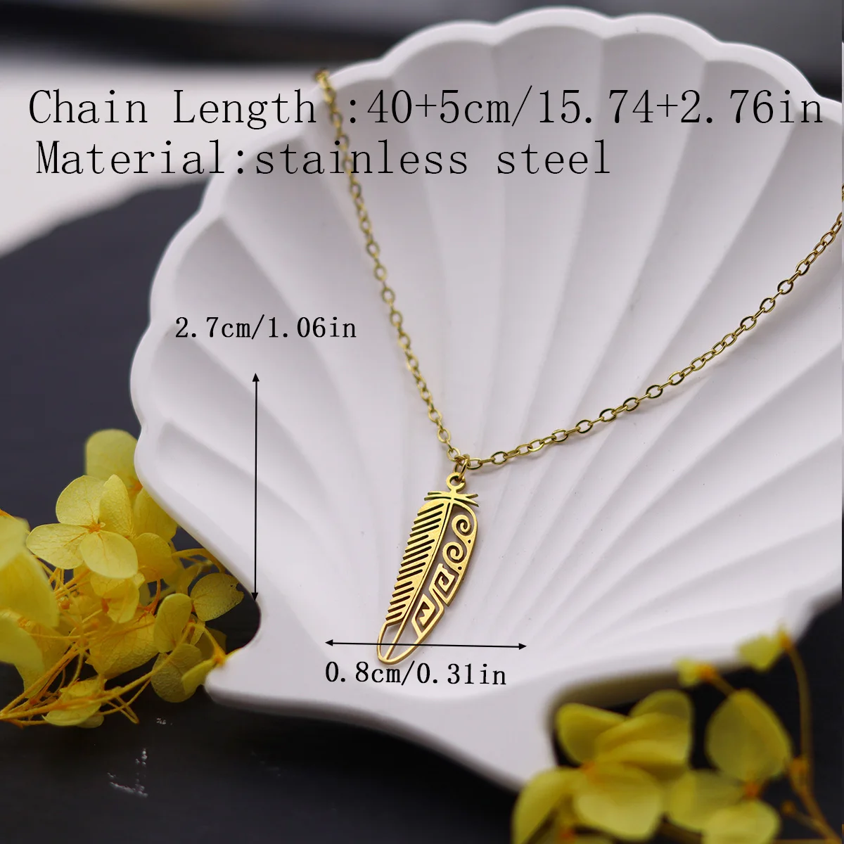 Kinitial Boho Feather Pendant Male Necklace For Women Men Stainless Steel Silver Color Leaf Chain Jewelry Gift collar hombre