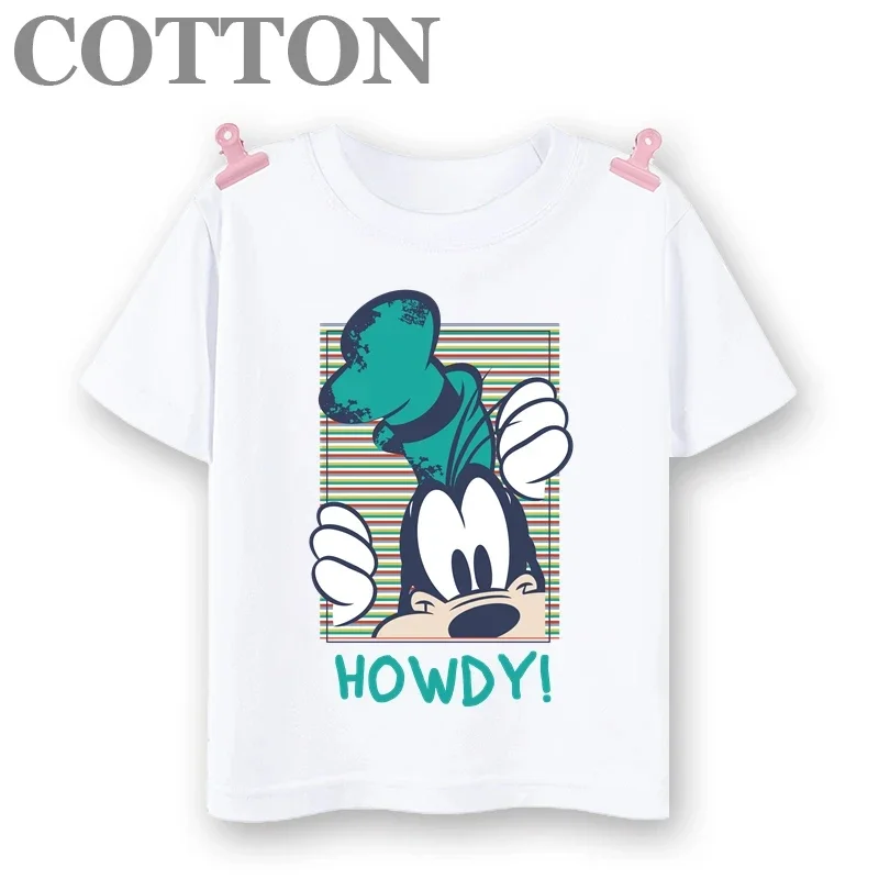 Funny Goofy Animation Fashion Cotton T-shirt Summer Multicolor Children's Cartoon Short Sleeve Disney Mickey Print Baby Clothes