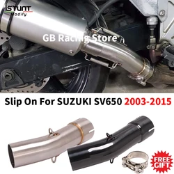 Motorcycle Exhaust Modified 51mm Muffler Moto Escape Moto Connecting Middle Link Pipe Slip On For SUZUKI SV650 SV 650 2003-2015