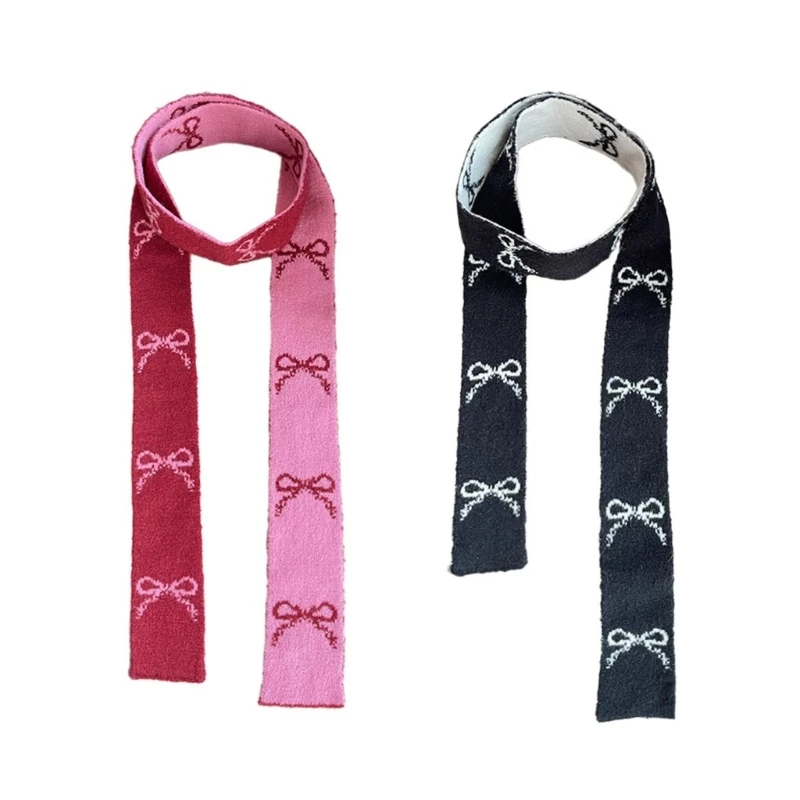 Long Scarf for Women Girl All Matching Bowknot Scarf Outdoor Neck Shawl Double Sided Reversible Scarf Knitted Neckwear Dropship