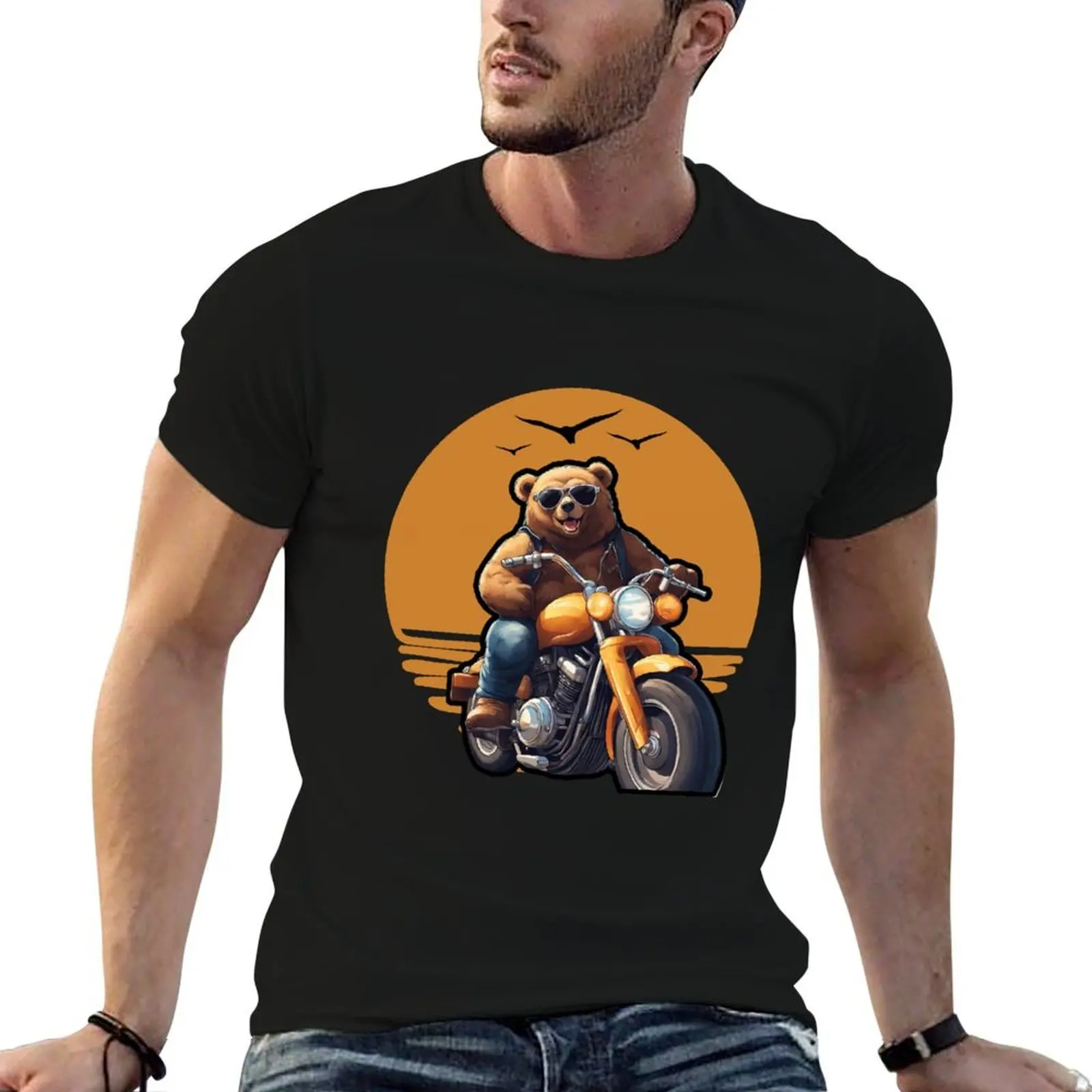 

Bear Biker T-Shirt man t shirt cotton anime t shirts oversize T-Shirt