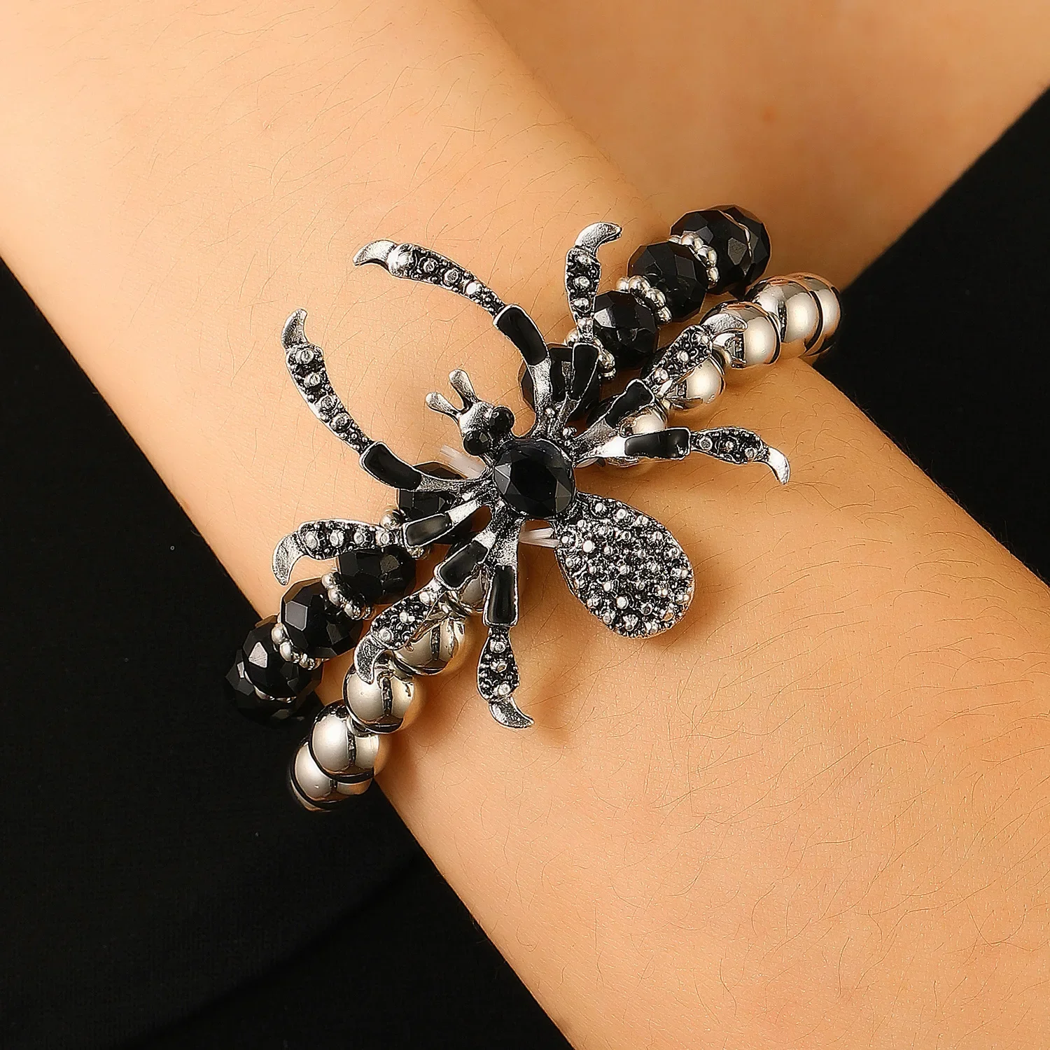 Women's Gothic Dark Spider Necklace Bracelet Ring Set